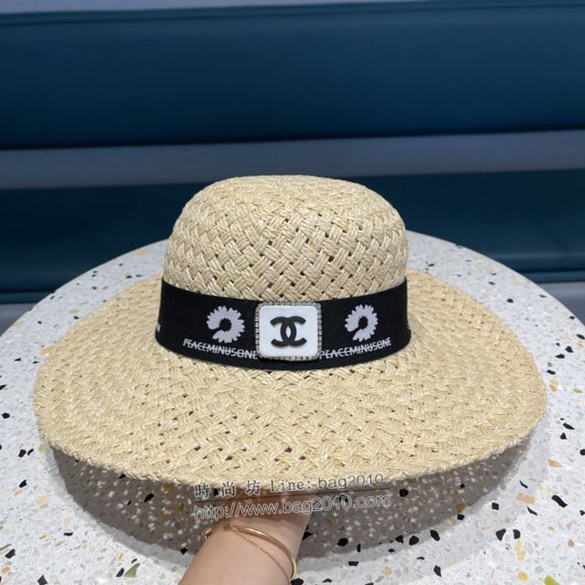 Chanel新品女士帽子 香奈兒英倫帽平頂草帽 Chanel法式度假沙灘遮陽禮帽  mm1294